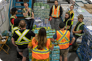 Group of warehouse workers and supervisor